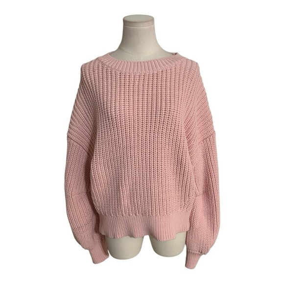 BANANA REPUBLIC Pink Ribbed Knit‎ Sweater Oversized Relaxed Fit Size L Factory - Picture 2 of 10